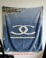 Designer Inspired Chanel Blanket  Custom Mediterranean Yacht CC Logo Flannel Throw Wall Art Ultra Soft IMG_7191